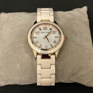 Anne Klein Gold and Cream Bracelet Watch